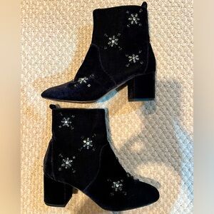 Who What Wear Black Velvet Boots w/Bling detail